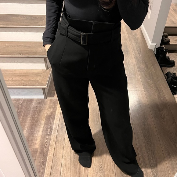 Black high waisted wide leg trousers - Picture 4 of 4